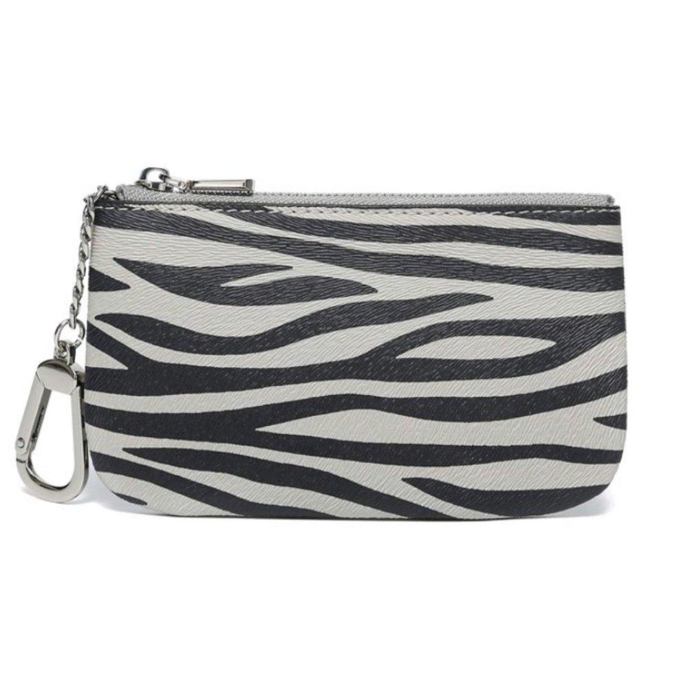 New Daisy Rose Grey Zebra Coin Purse Vegan Leather
